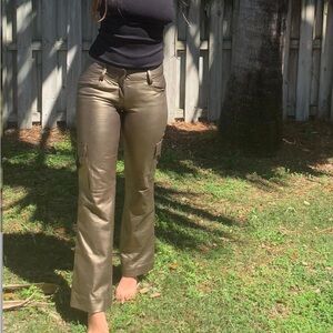 Sexy y2k gold leather pants